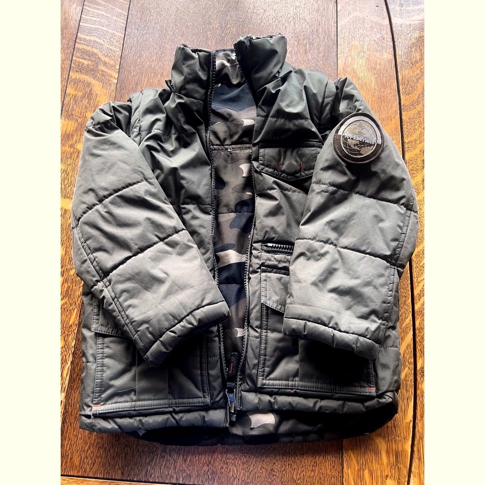 Baby Gap Boys Olive Green Hooded Puffer Parka Jacket Size 5 Toddler Utility